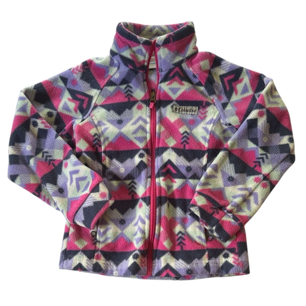 Columbia Multicolor Geometric Kids fleece zip up